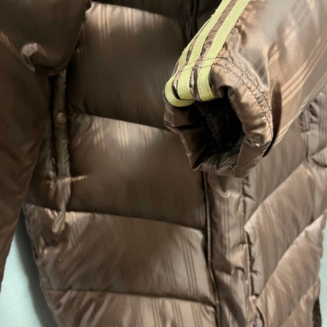 adidas アディダス ベンチコート ストライプ 茶色 L 防寒 寒さ対策