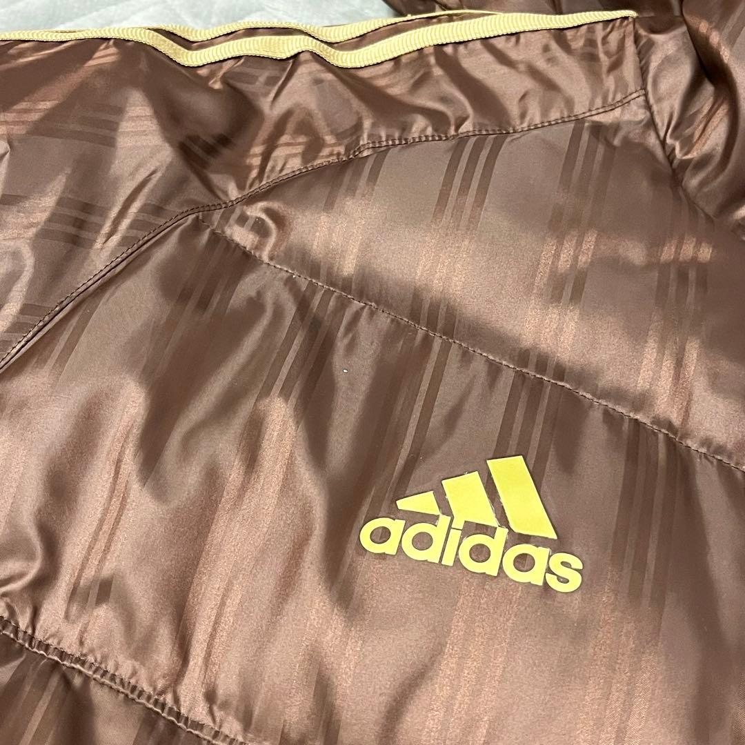 adidas アディダス ベンチコート ストライプ 茶色 L 防寒 寒さ対策