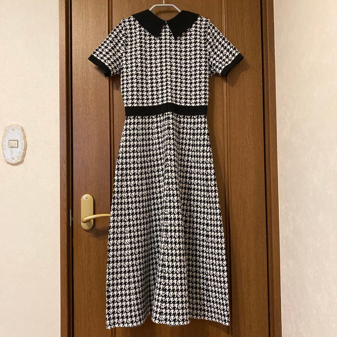 着用1回のみ❣️エムマーリエルカセット千鳥柄ニットワンピース