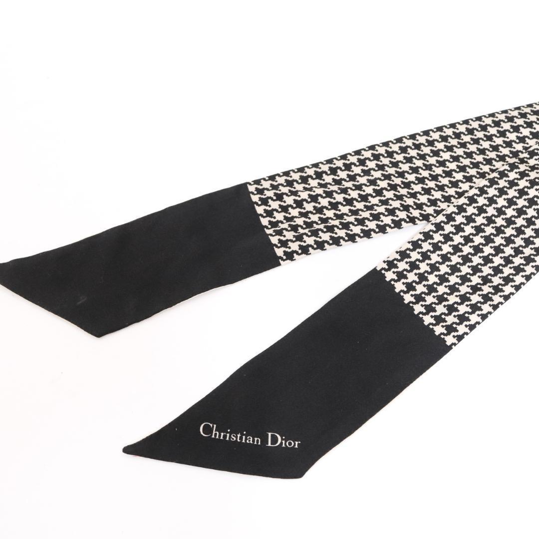 DIOR ディオール ミッツァ スカーフ　シルクツイル 　千鳥格子　ベージュ