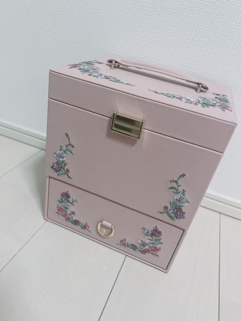 Francfranc エンブロイダリ―フラワーコスメボックス ピンク