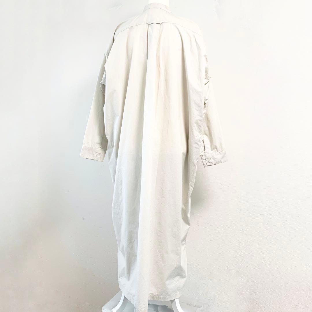 【美品】かぐれ＊バンドカラー オーバーシャツワンピース オフ白 F ロング