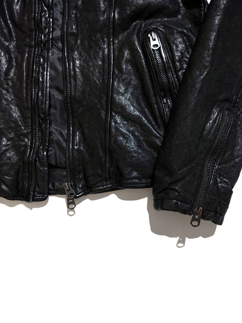 ほぼ新品 ビームス 山羊革 レザー シングル ライダース ジャケット 黒
