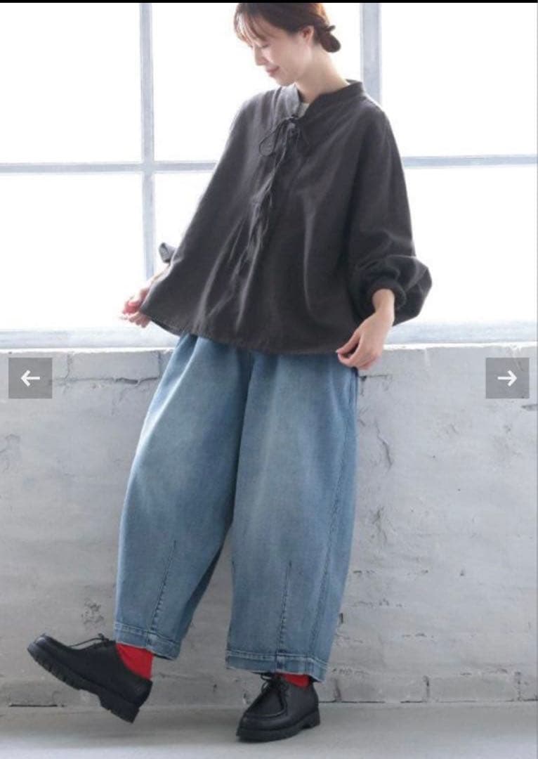 ソウルベリー　たなびく編み上げブラウス　LL