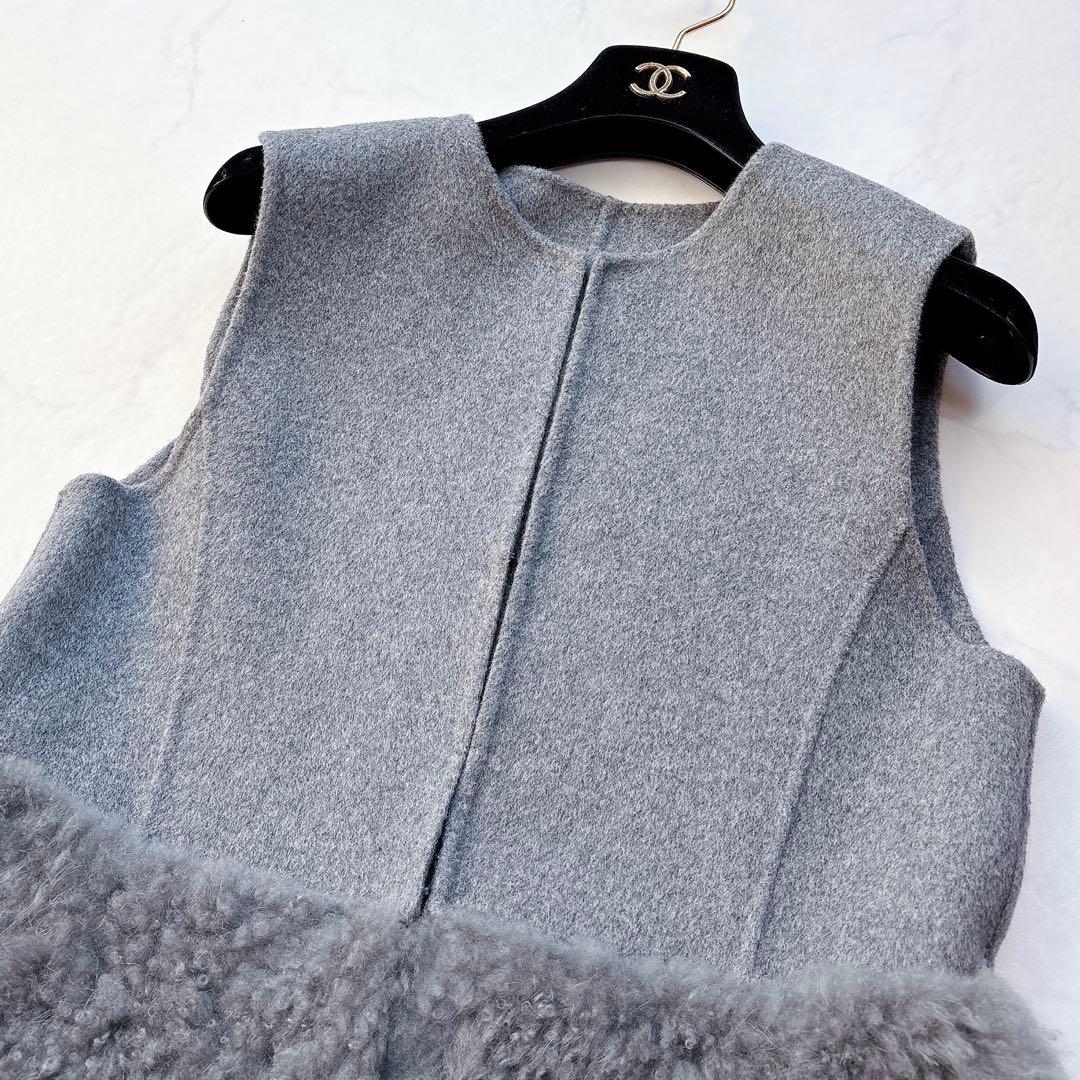 【ANAYI】定価14.3万　24AW　ウールファーペプラムジレ　カシミヤ混
