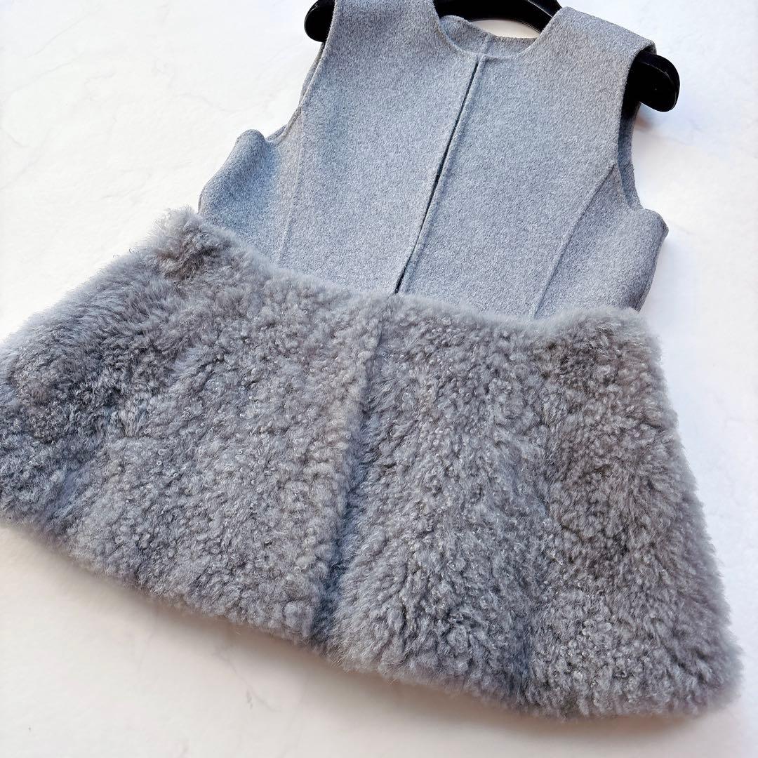 【ANAYI】定価14.3万　24AW　ウールファーペプラムジレ　カシミヤ混