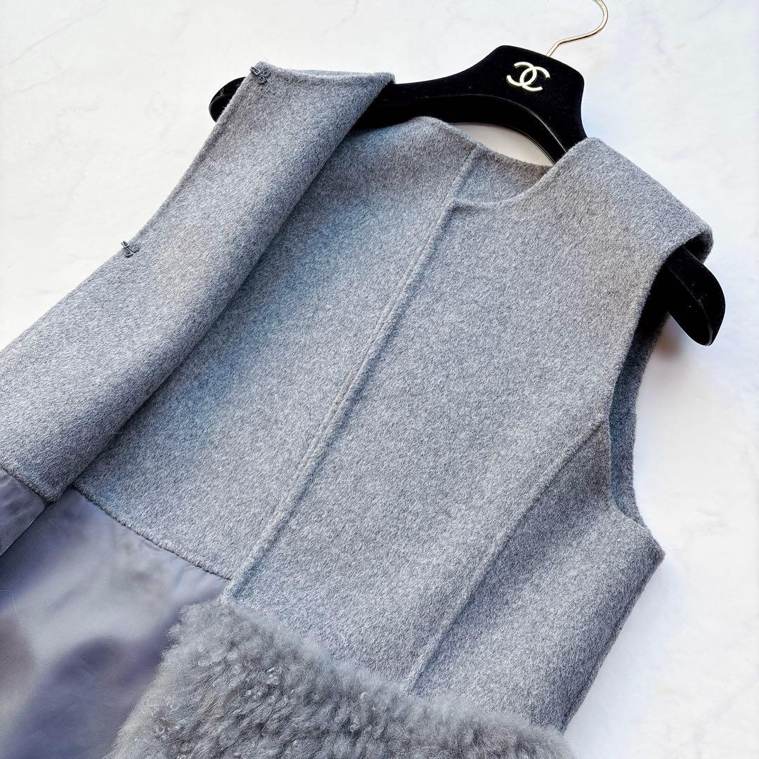 【ANAYI】定価14.3万　24AW　ウールファーペプラムジレ　カシミヤ混