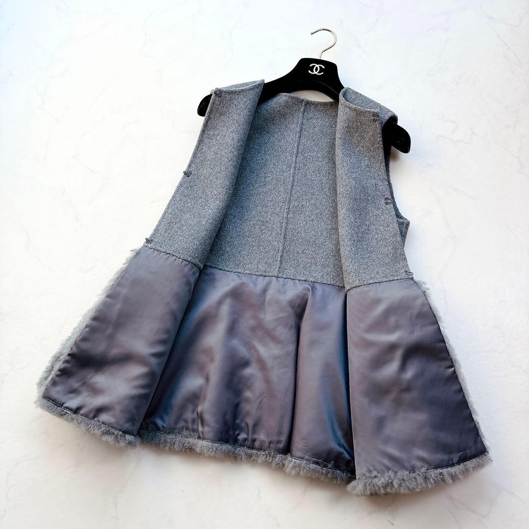 【ANAYI】定価14.3万　24AW　ウールファーペプラムジレ　カシミヤ混