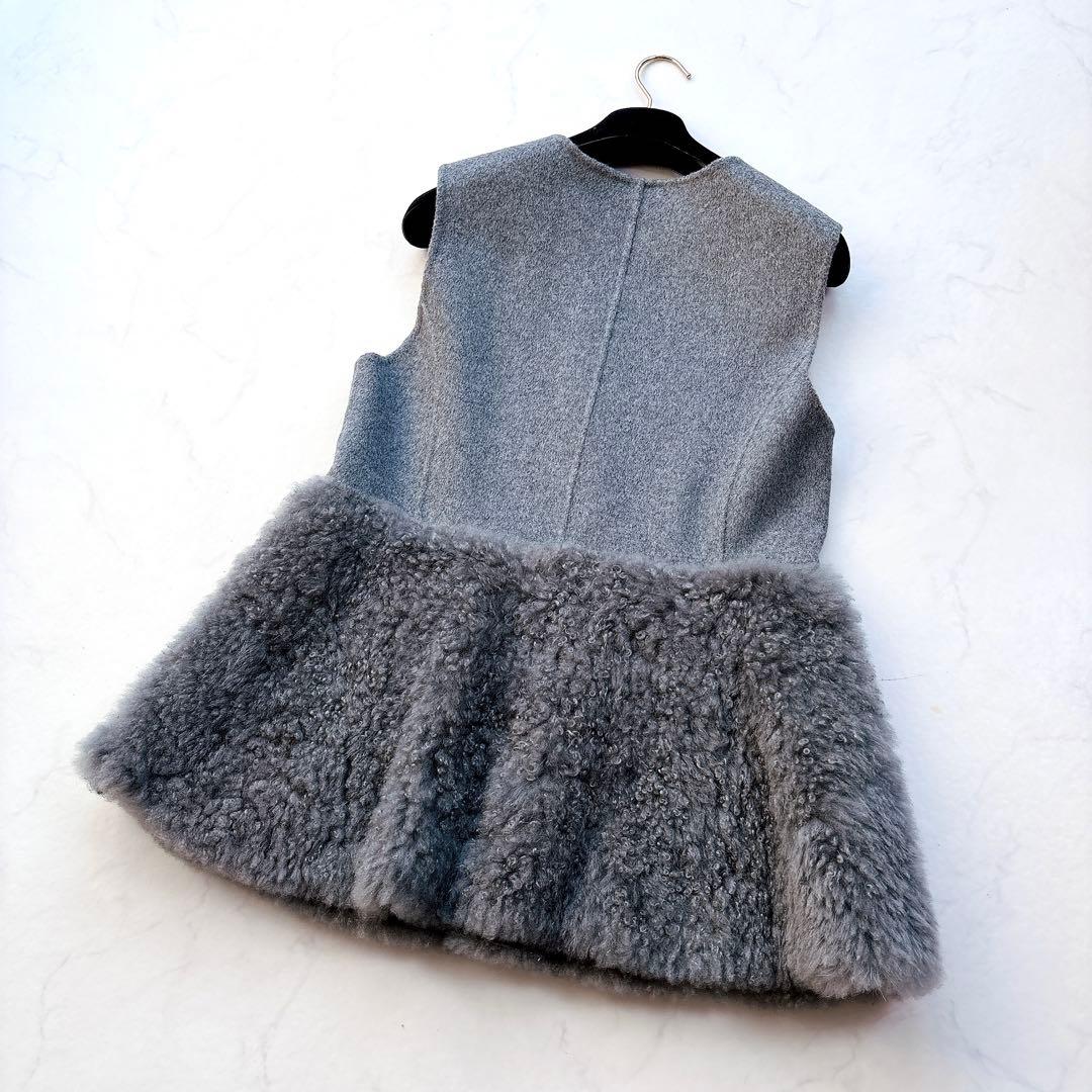 【ANAYI】定価14.3万　24AW　ウールファーペプラムジレ　カシミヤ混