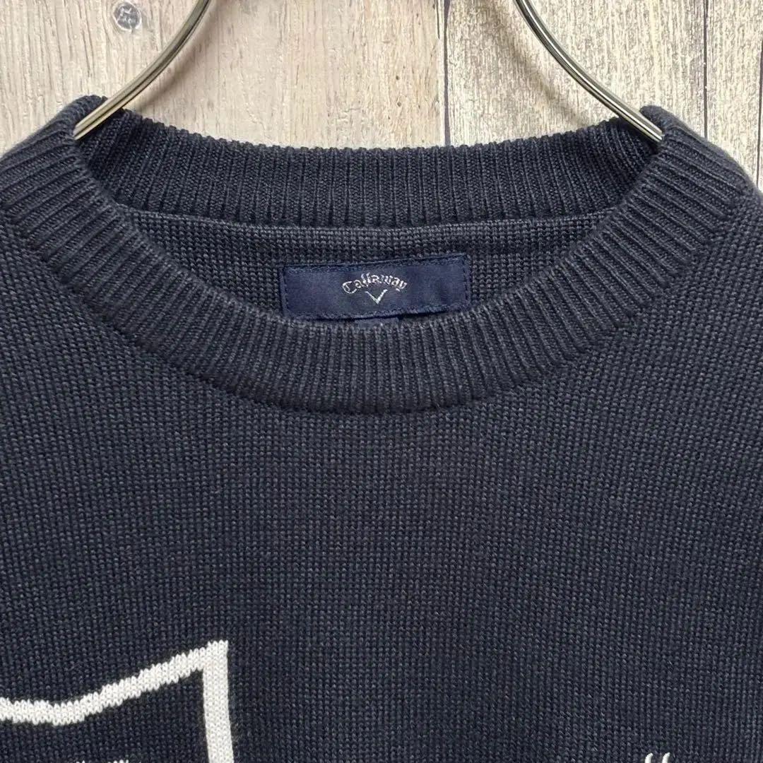 キャロウェイ　Callaway 長袖　ニット　セーター 刺繍ロゴ　ウール混　M