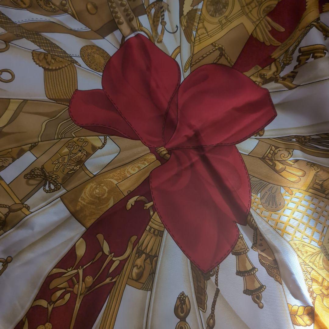 【美品】HERMES soleil de soie カレ90エレガントスカーフ