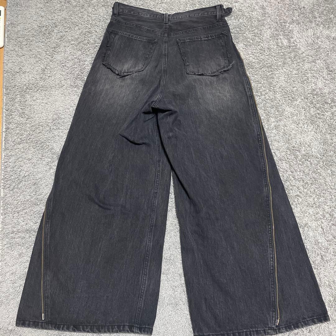 GRANCYグランシー　バギーデニム　ブラックデニム　サイドジップ　XL