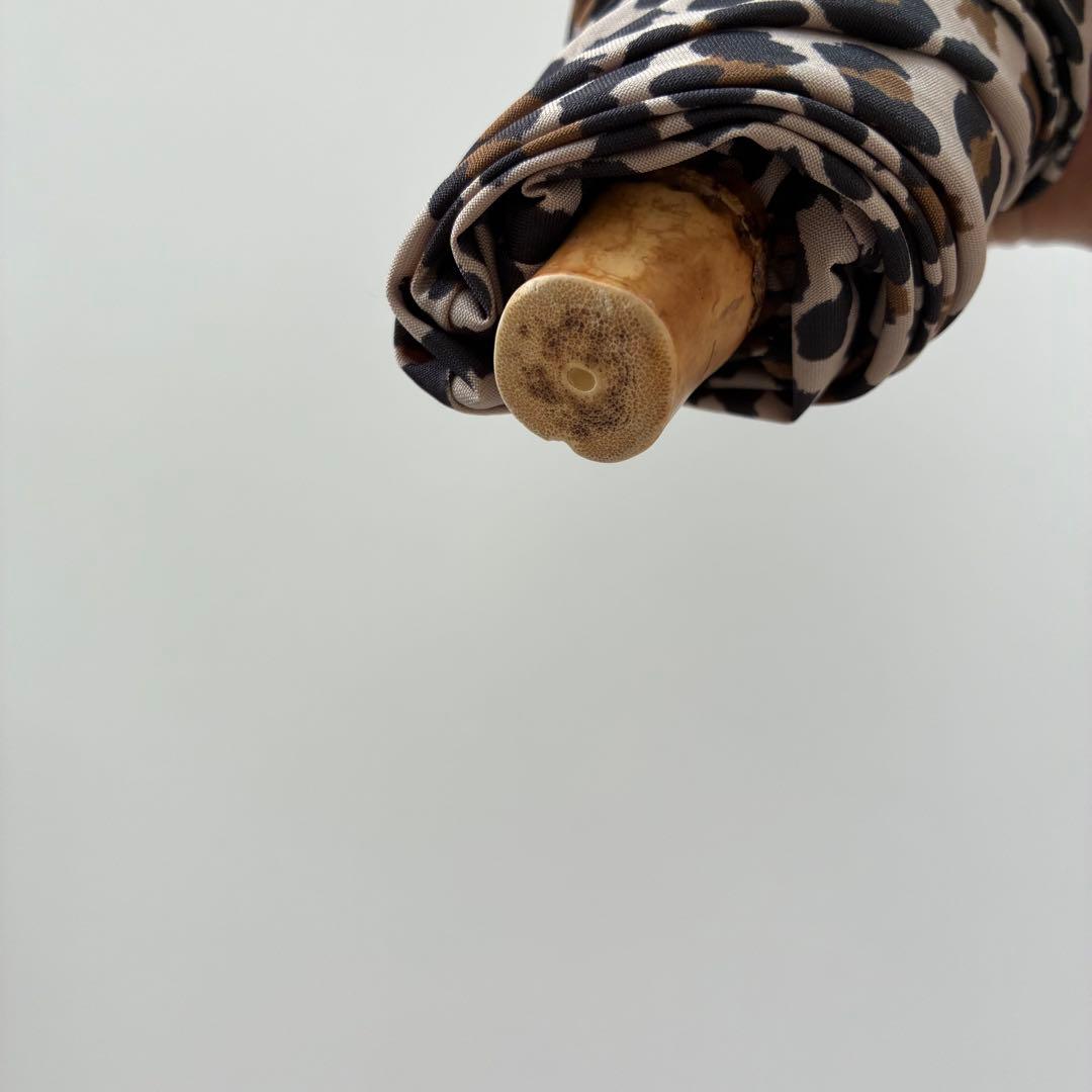 【軽量】FOLDING BAMBOO MINI レオパード 晴雨兼用傘