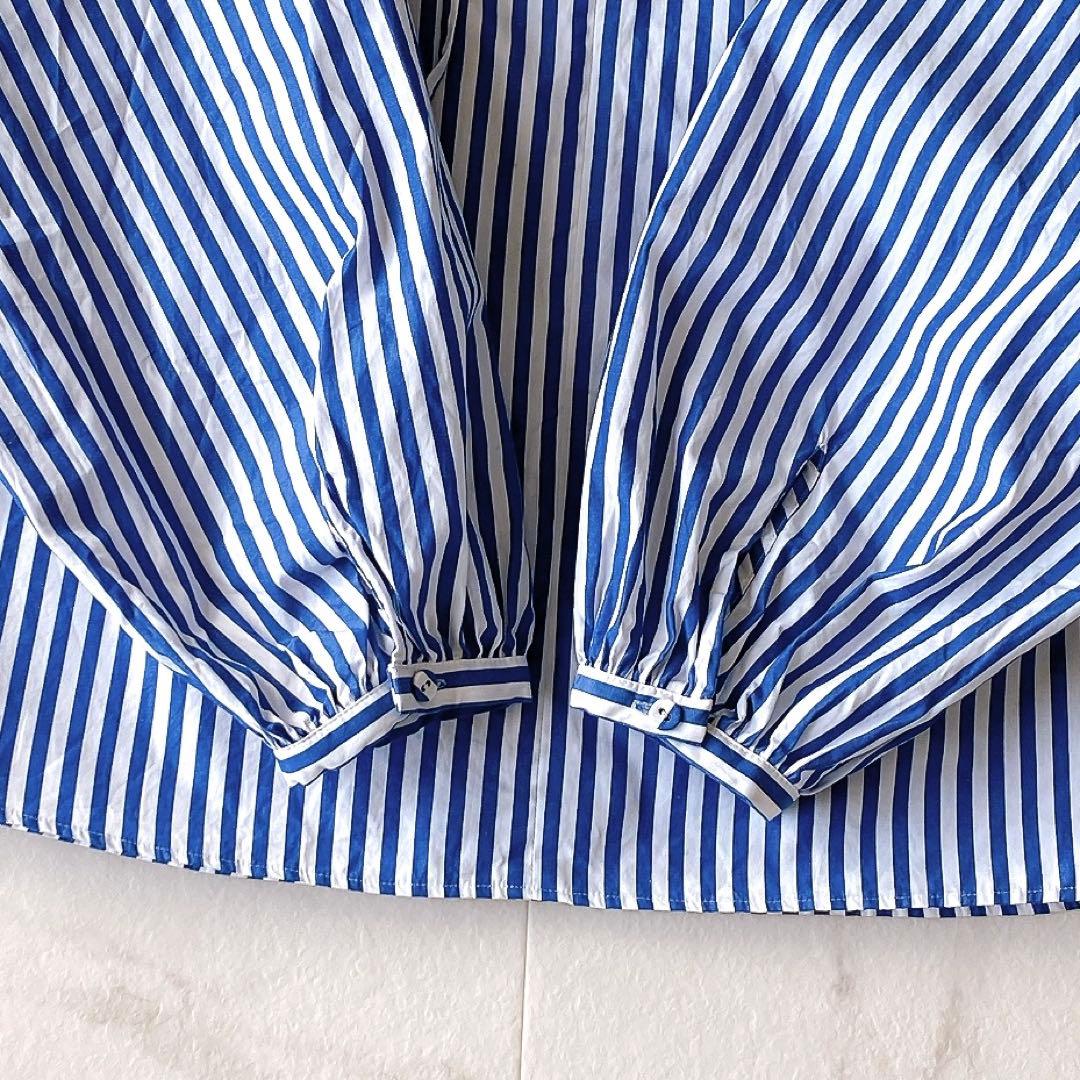 美品.定価2.3万☆ウィムガゼット スキッパーカラー リボンブラウス ストライプ