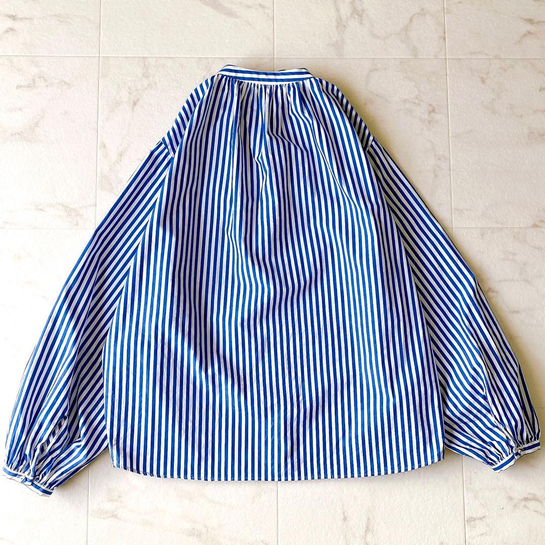 美品.定価2.3万☆ウィムガゼット スキッパーカラー リボンブラウス ストライプ