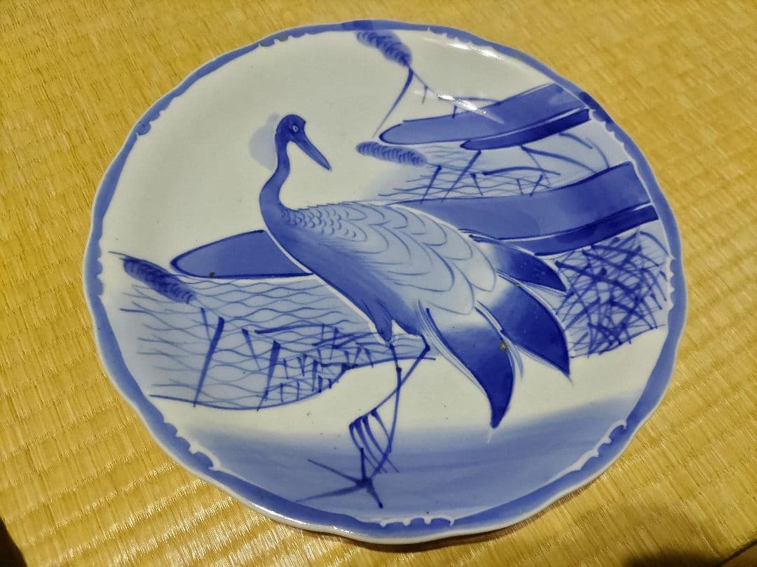 志田窯 大皿（29.5cm）鶴図　無傷