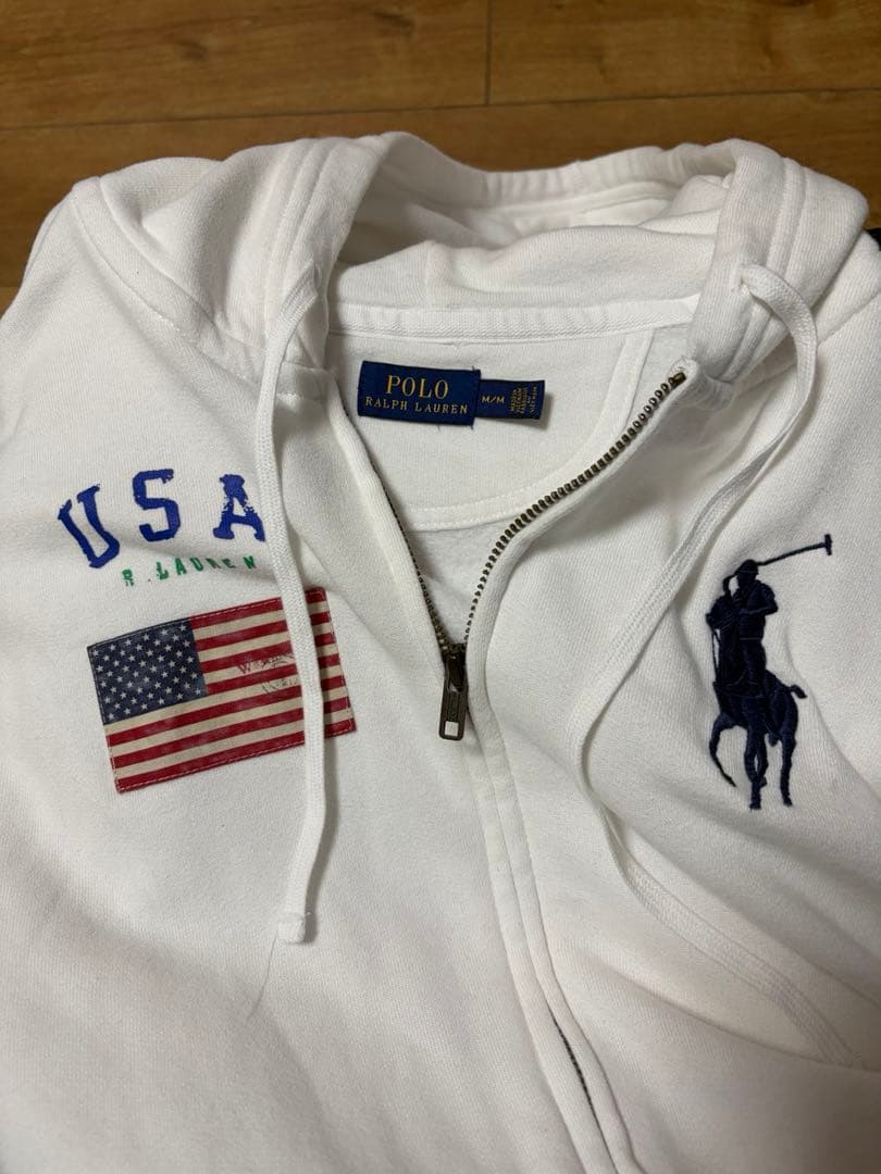 Polo Ralph Lauren ホワイト ビックポニーY2Kジップパーカー