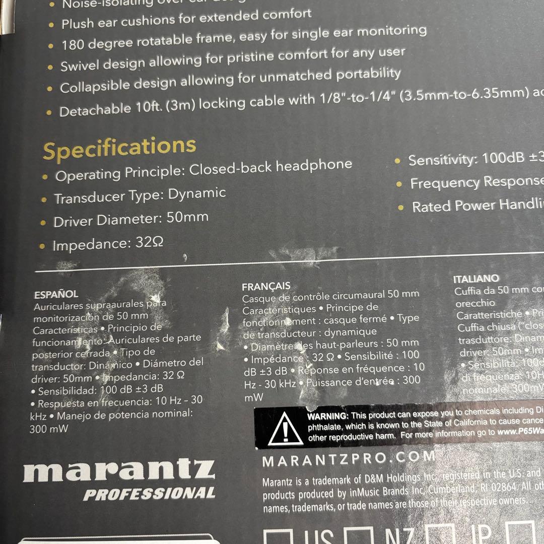 【極美品】Marantz MPH-2 モニターヘッドホン（イヤーパッド交換済み）
