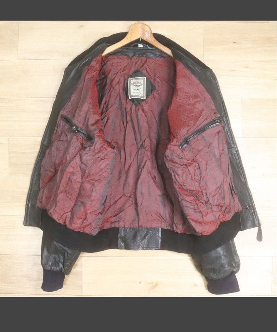 vintage レザーボンバージャケットＬ90's ブラック