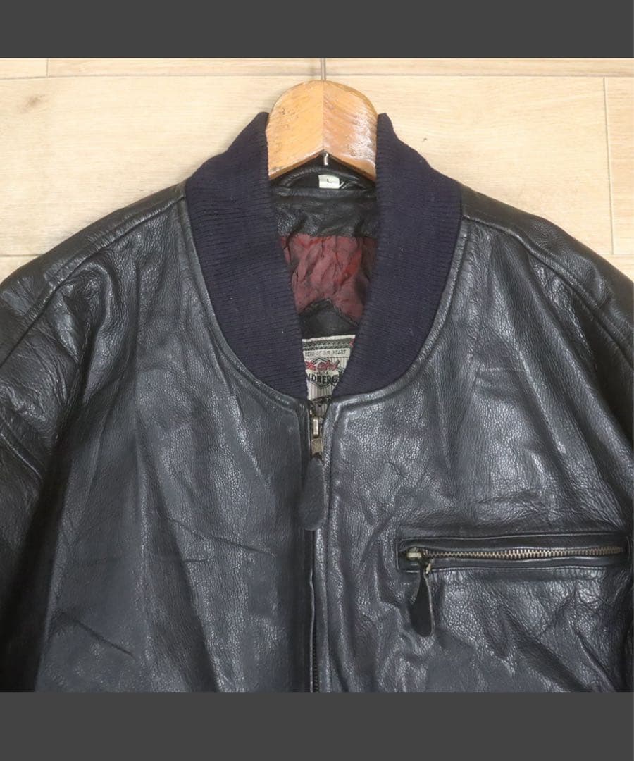 vintage レザーボンバージャケットＬ90's ブラック