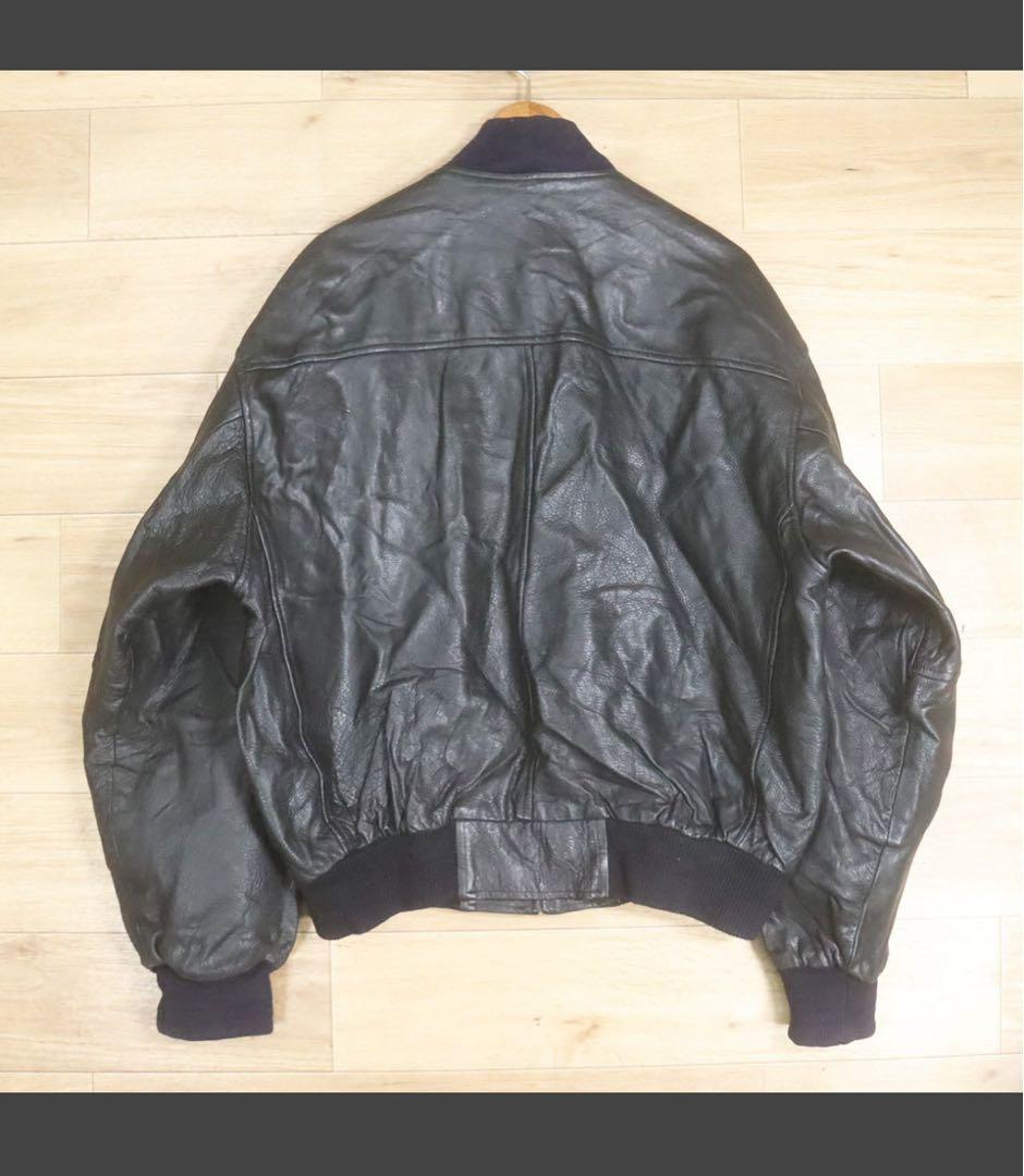 vintage レザーボンバージャケットＬ90's ブラック