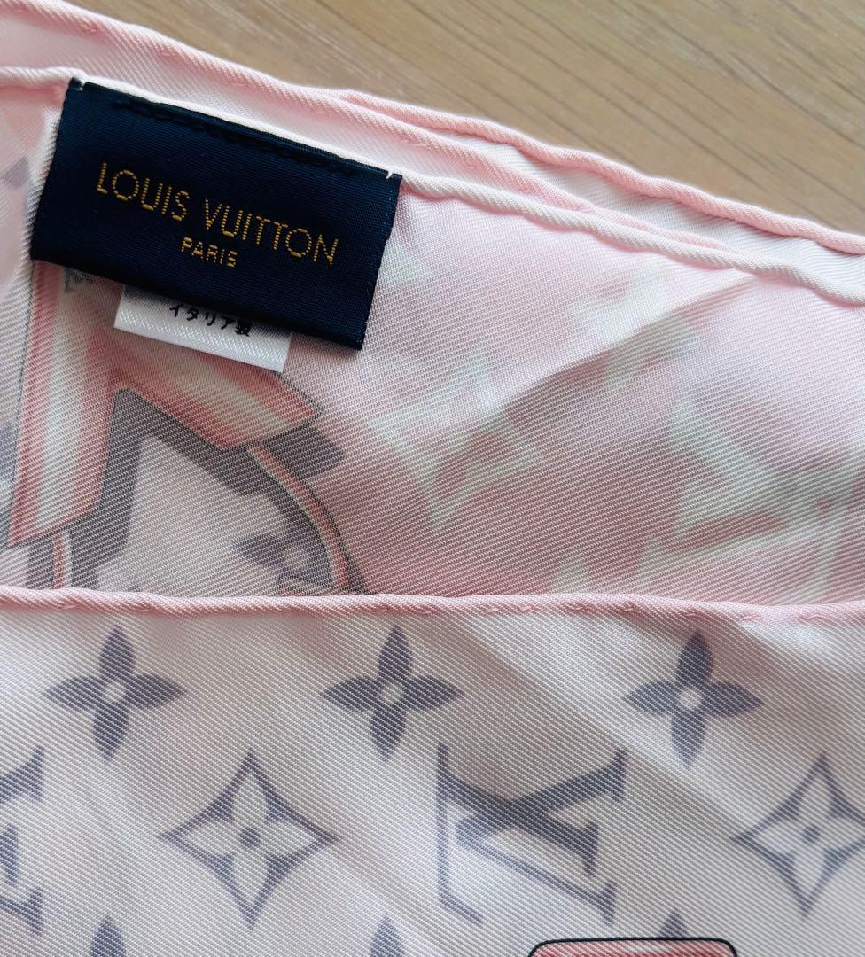 LOUIS VUITTON シルクスカーフ バンドー ピンク