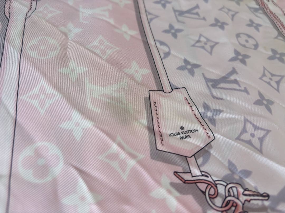 LOUIS VUITTON シルクスカーフ バンドー ピンク