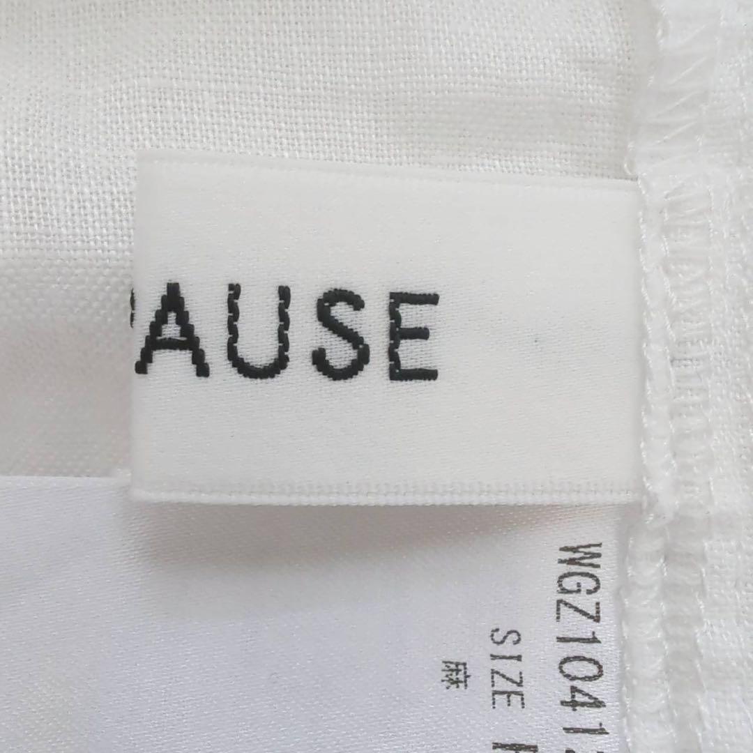 ウィムガゼット　THE PAUSE 　長袖ブラウス　フリル付き　ホワイト　麻　F