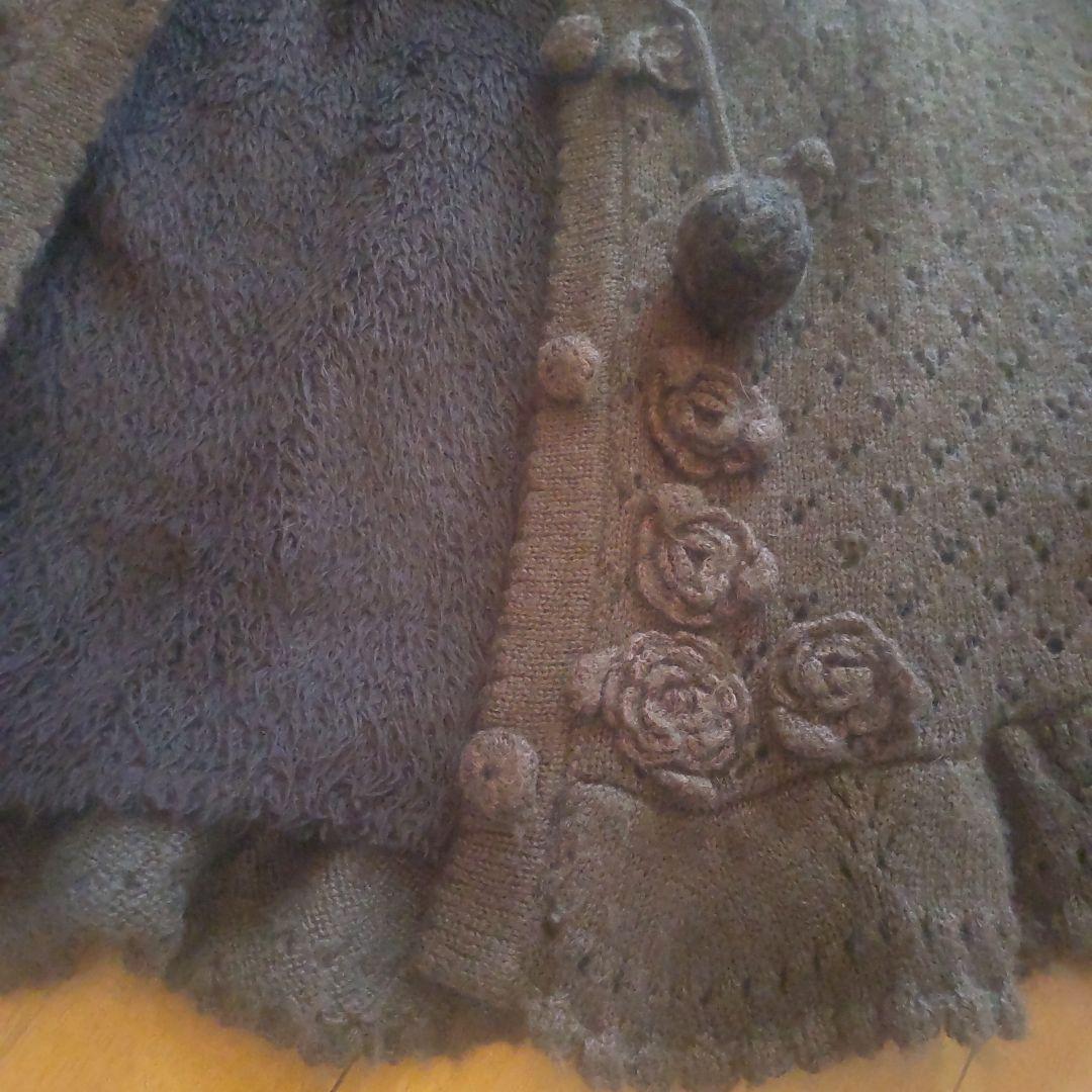 フード付ニットポンチョ