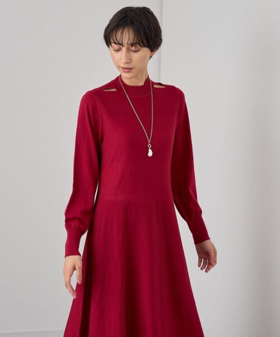 新品タグ付き　ANAYI アナイ　ニットワンピース　赤