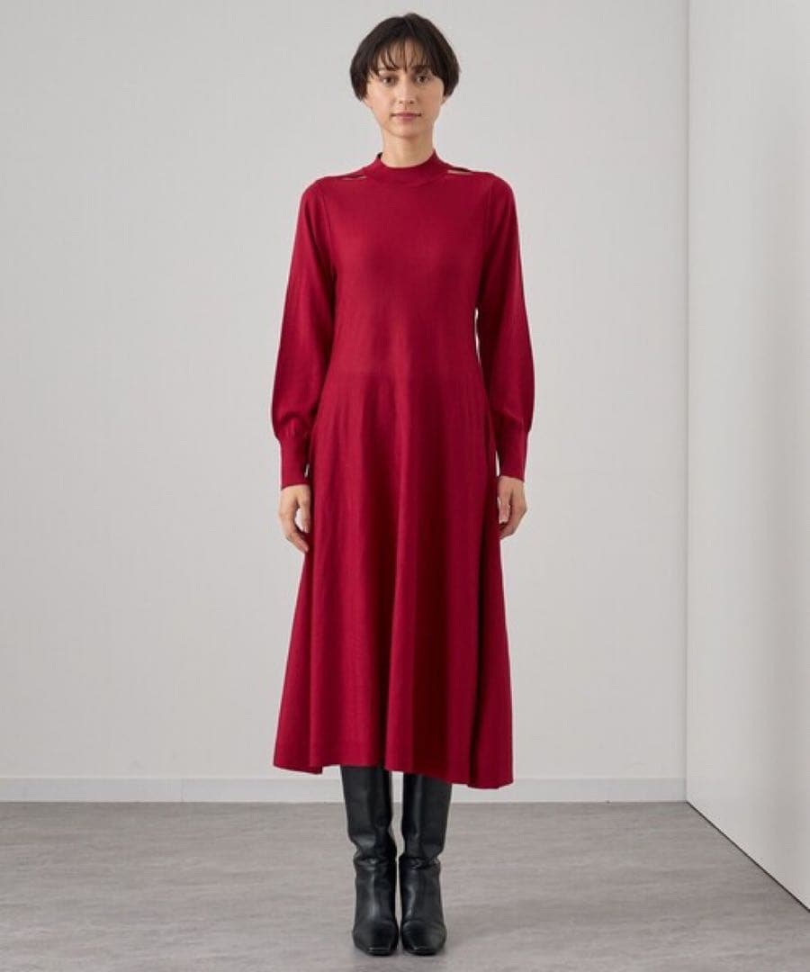 新品タグ付き　ANAYI アナイ　ニットワンピース　赤