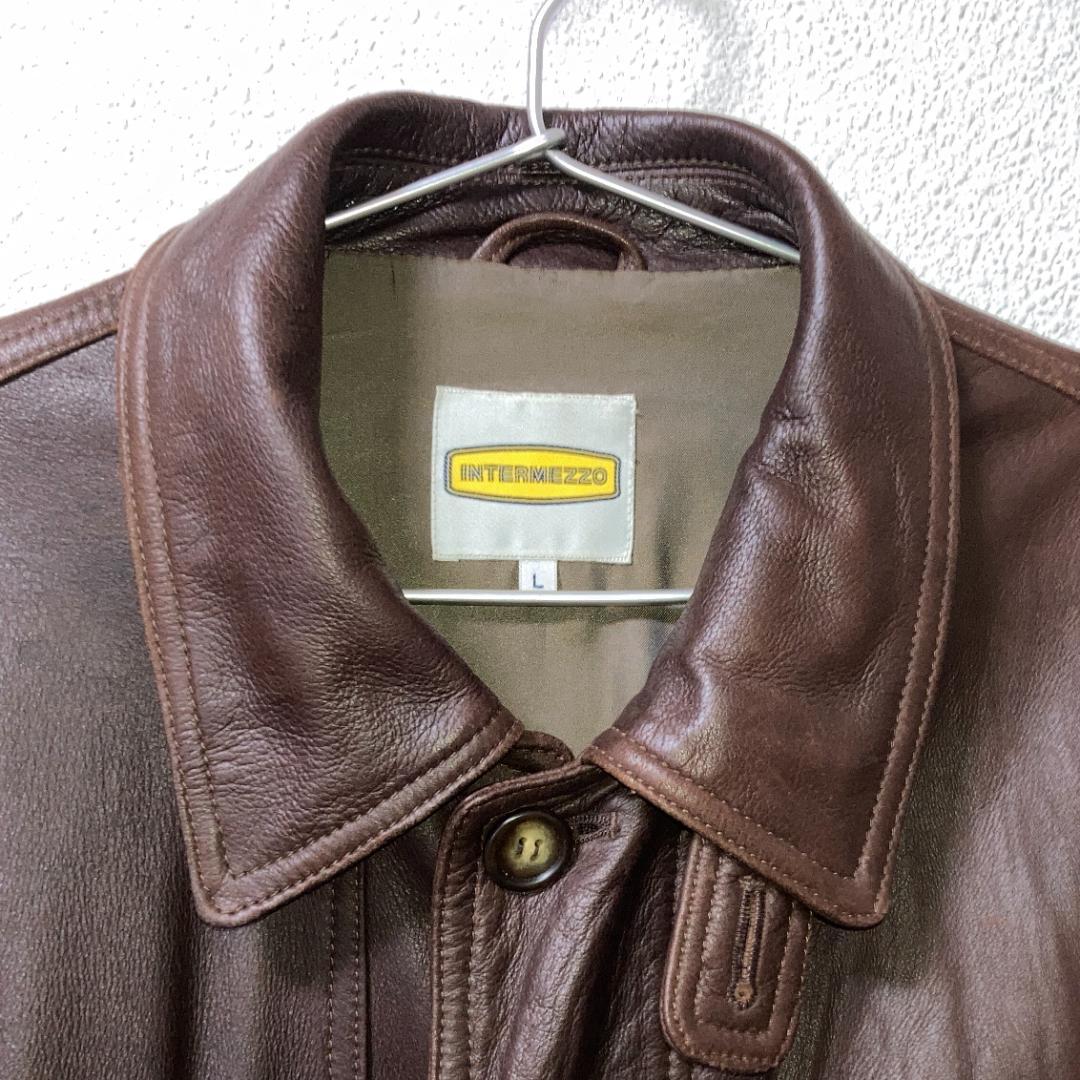 90s〜00s頃　古着 羊革 ラムレザー シープスキン カーコート本革 L