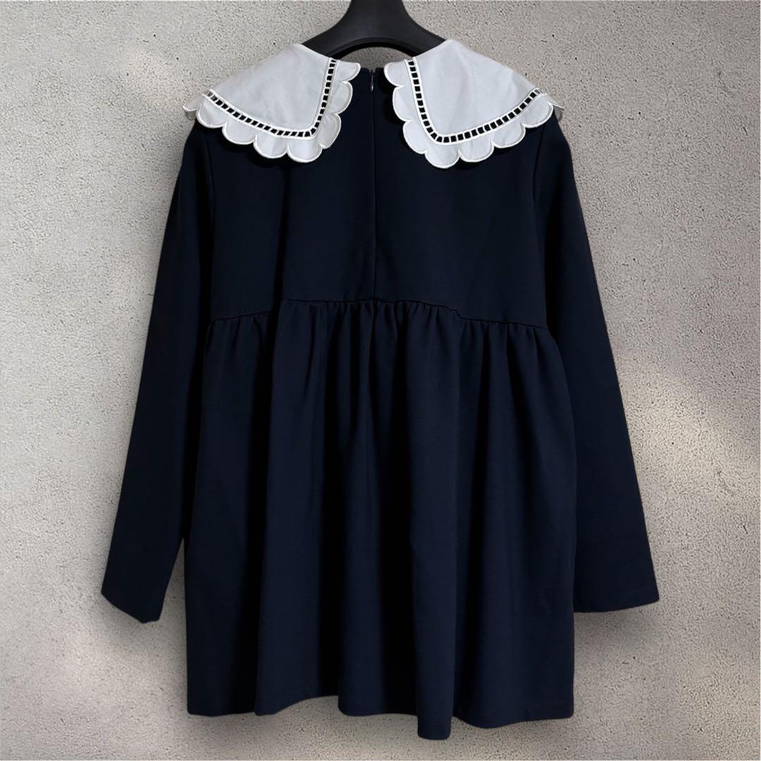 美品✨yori ヨリ スカラップカラーフレアカットブラウス 白襟 24AW