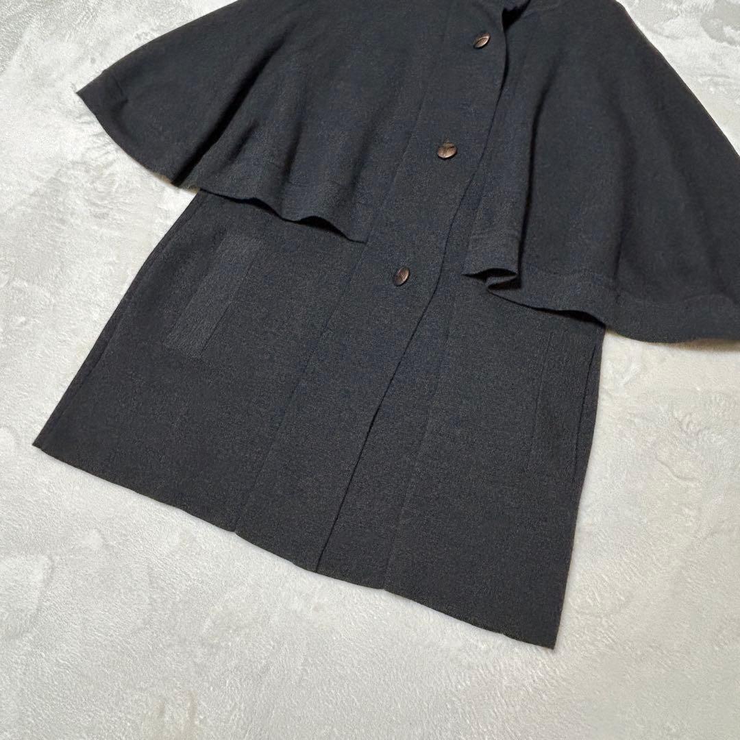 美品✨MAGGY TOKYOダークグレー ケープコート カーディガン　ウール