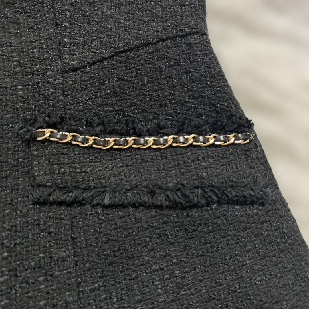 定価2.3万円 アプワイザーリッシェ ベスト ジレ ブラック ツイード 金ボタン