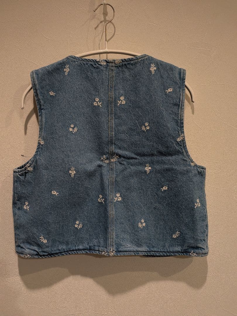 25SS セザンヌ SÉZANE 花刺繍 デニムベスト 36 極美品