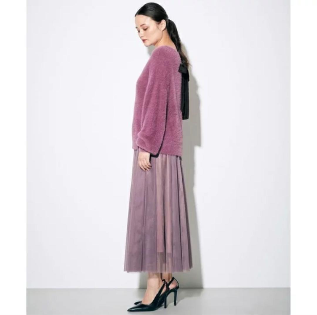 人気✨グレースコンチネンタル チュールニットワンピース 36 セットアップ 紫