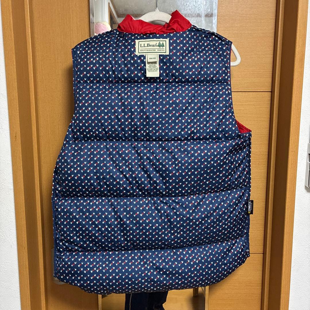 80s復刻L.L.Bean ダウンベスト 裏生地バーズアイ　リバーシブル
