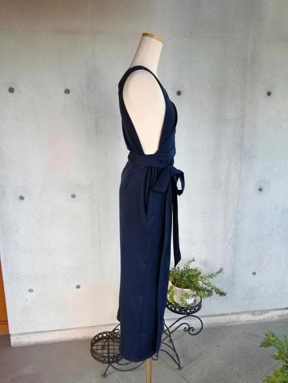 【日本製】S~3L ストレッチ ネイビー 茶道お稽古用エプロン127100-35