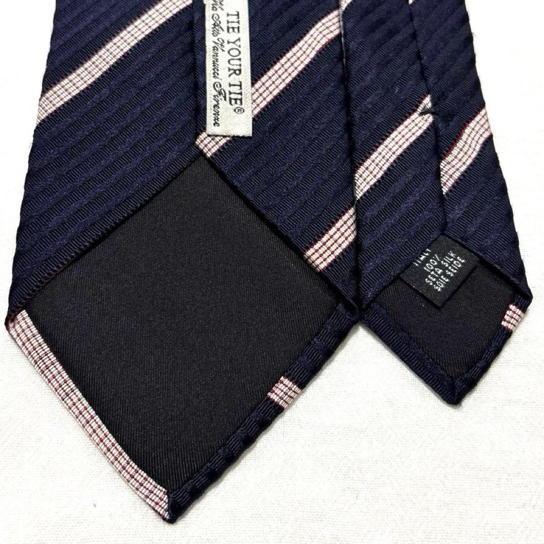 極美品　TIE YOUR TIE タイユアタイ　ネイビー　ストライプ