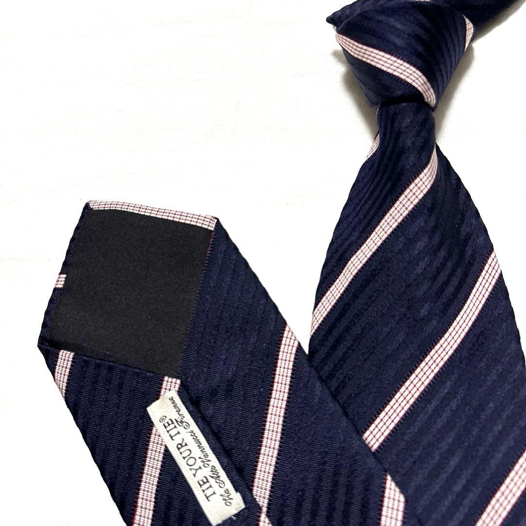 極美品　TIE YOUR TIE タイユアタイ　ネイビー　ストライプ