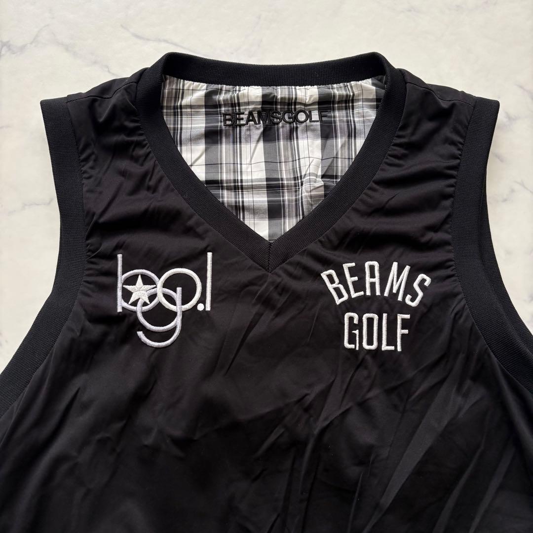 BEAMS GOLF ビームスゴルフ ベスト リバーシブル 黒 ロゴ刺繍