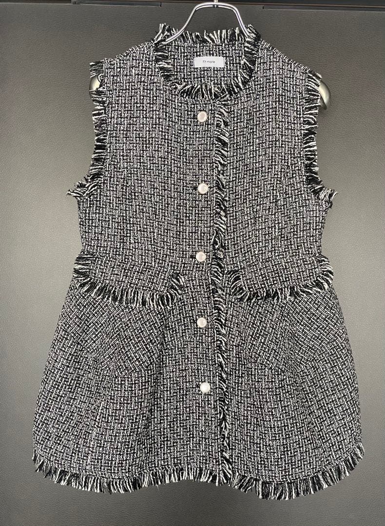 【美品】Fit more ペプラムツイードジレ