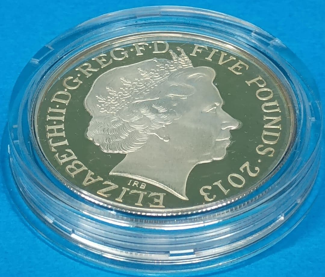 2013 エリザベス女王 戴冠60周年 5ポンド プルーフ銀貨③