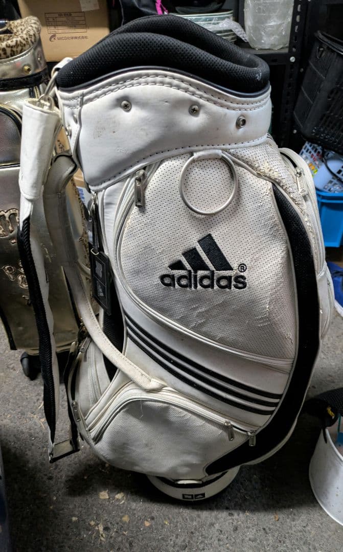 adidas ホワイトキャディバッグ ダメージあり