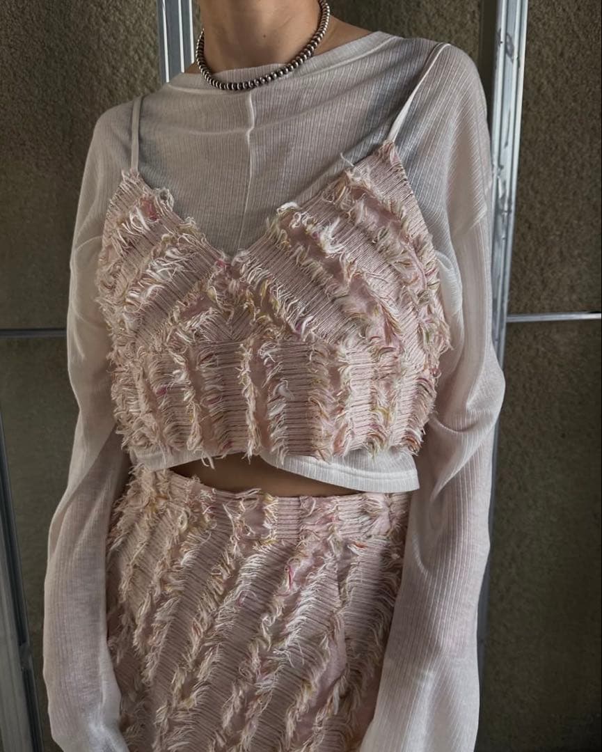 【美品】Ameri 2WAY MIX PINK SHAGGY BUSTIER