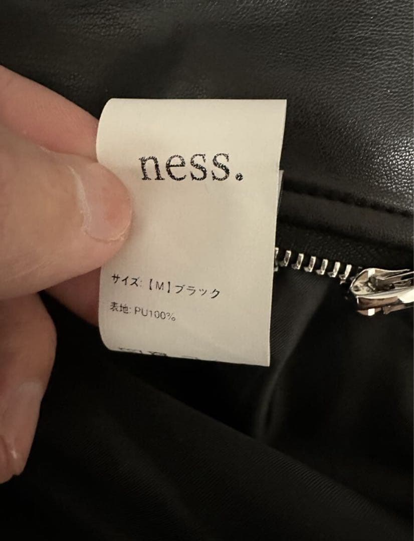 t*k様 ness. フード付きブラックレザージャケット M