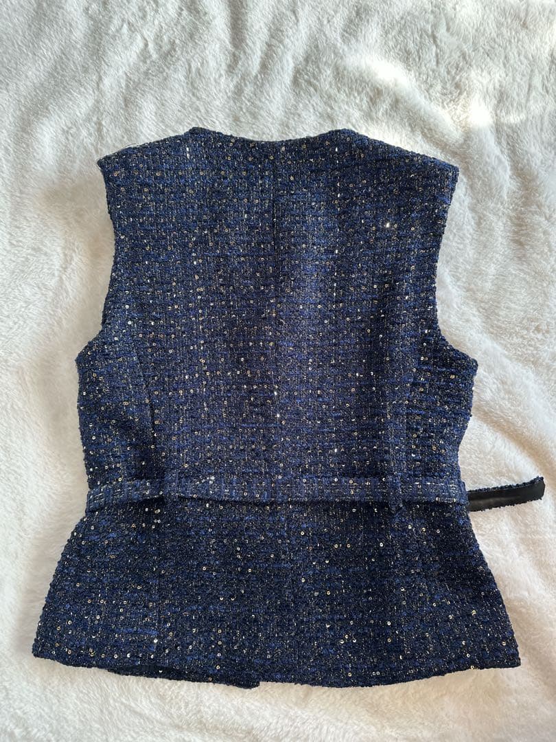 ✨美品❤️✨ZARA テクスチャーベスト ジレ ツイード ベルト 金ボタン M