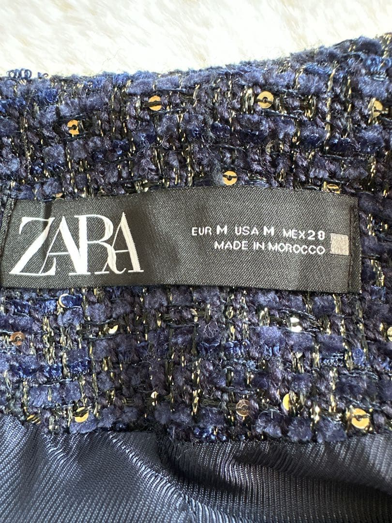 ✨美品❤️✨ZARA テクスチャーベスト ジレ ツイード ベルト 金ボタン M