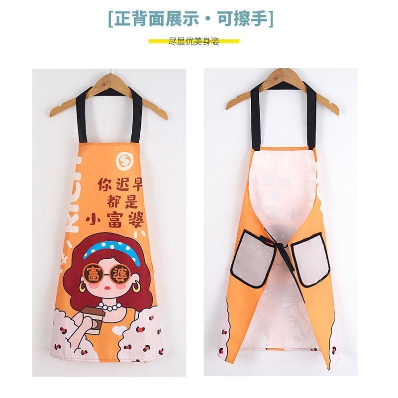 タオル付き防水エプロン 無袖デザイン 上品 個性派 作業用